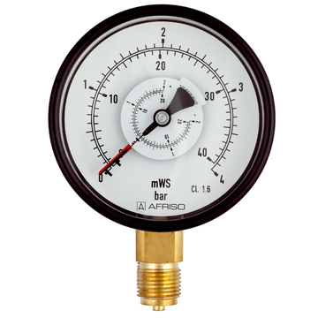Afriso Standard Bourdon tube pressure gauges for differential pressure type D2