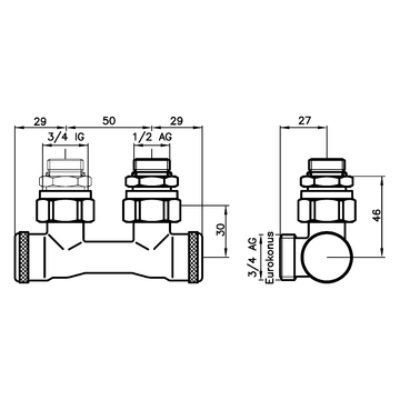 AFRISO Kombiblock VarioQ-Kombi S Eck DN15 G1/2 AG BEF 92780 92810