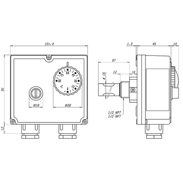 AFRISO Gehäuse-Doppelthermostat GDT/8RS 0/90C (100C), Schaftlänge: 100mm BEF 73990