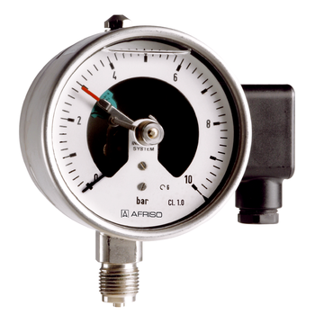 Afriso Bourdon tube pressure gauges for chemical applications with electrical contact type D4