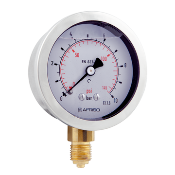 AFRISO Rohrfeder-Glyzerinmanometer RF63Gly 0/10bar G1/4B radial Kl.1,6 D701 SAL 41180