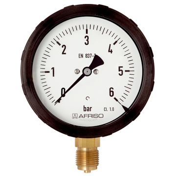 Afriso Bourdon tube pressure gauge with screw bezel housing type D6 with glycerine filling
