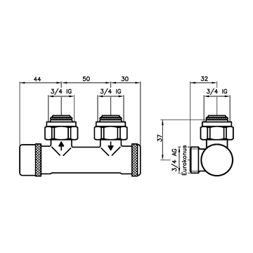 AFRISO Kombiblock 456-DP Eck DN15 G3/4 ÜM BEF 92930