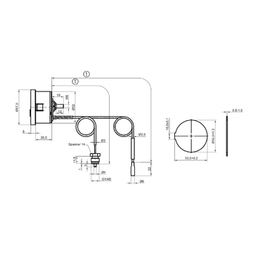 AFRISO Thermo-Manometer mit Kapillarleit. THMK 52 0/6bar 0/120C 1500mm D6125 BEF 16570 16590 16600 16610 16620