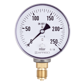 AFRISO Kapselfeder-Standardmanometer KP100 0/250mbar G1/2B radial Kl.1,6 D301 VOR 10990 5690