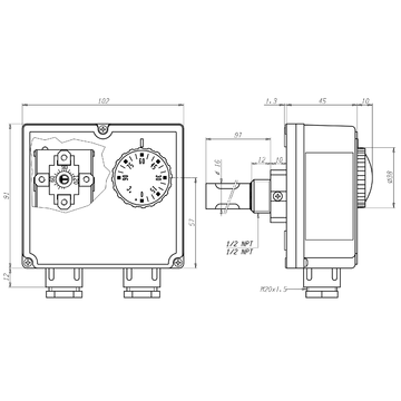 AFRISO Gehäuse-Doppelthermostat GDT/8HR 0/90C - 0/90C, Schaftlänge: 100mm BEF 73970